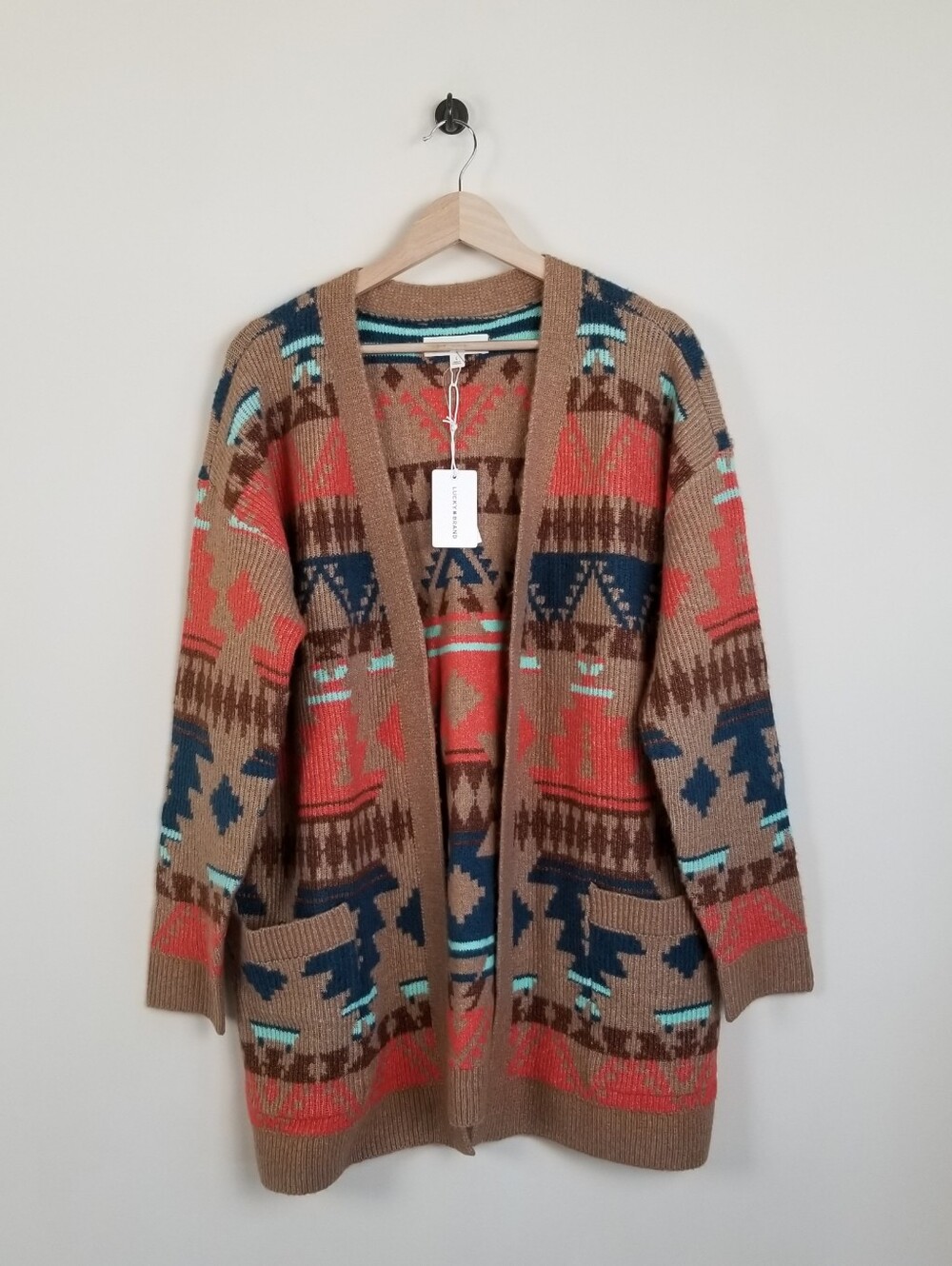 Lucky Brand Southwestern Open Front Cardigan Large NWT - Picture 1 of 8